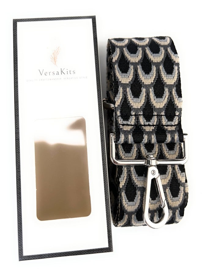 VersaKits Purse Straps Replacement Crossbody Gray Peacock Print 2 Inch Extra Wide with Silver Buckles Adjustable Shoulder Guitar Strap for Crossbody Bag Purse Handbag - Image 5